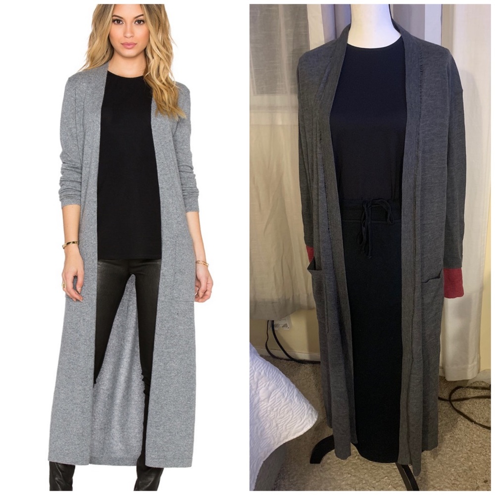 THEORY LONG CARDIGAN DARK GREY size L